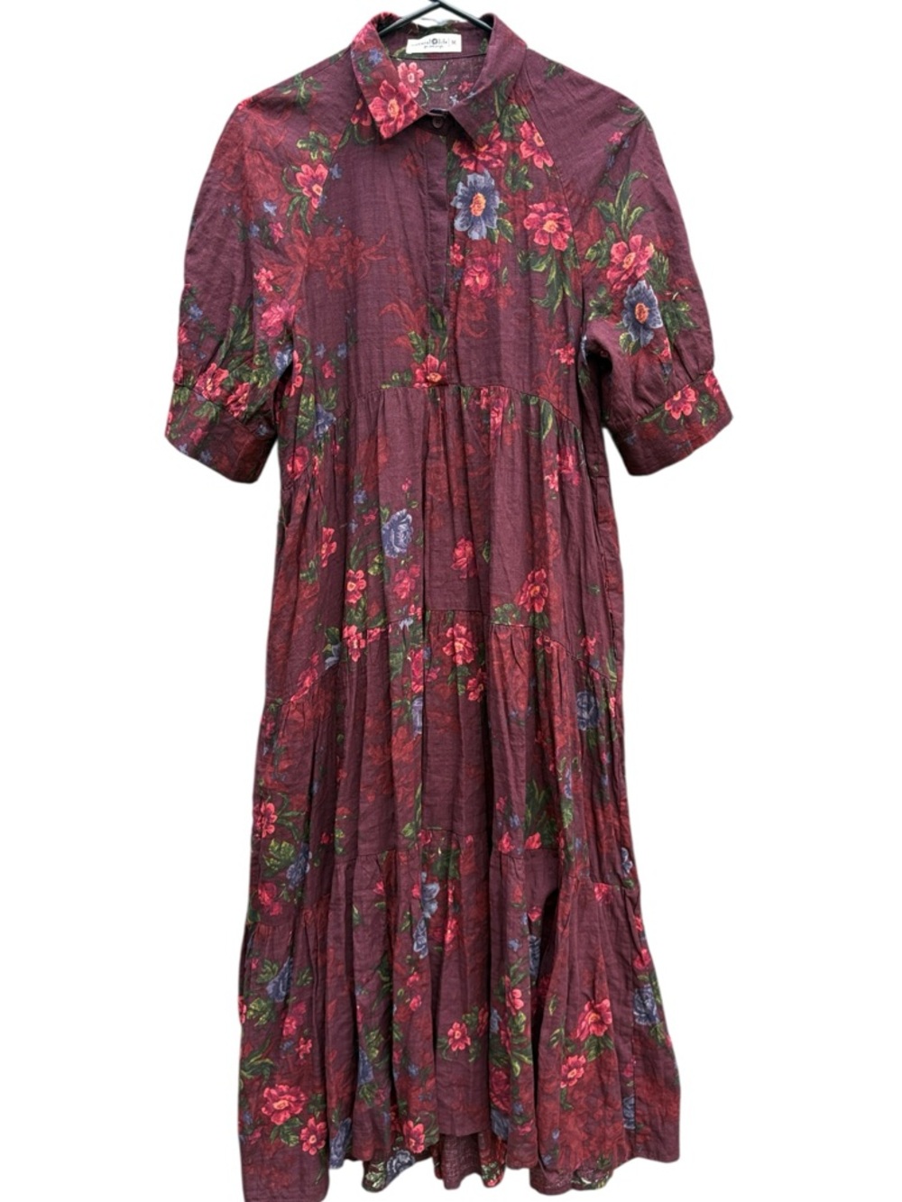 Naturalizer Burgundy Floral Midi Dress